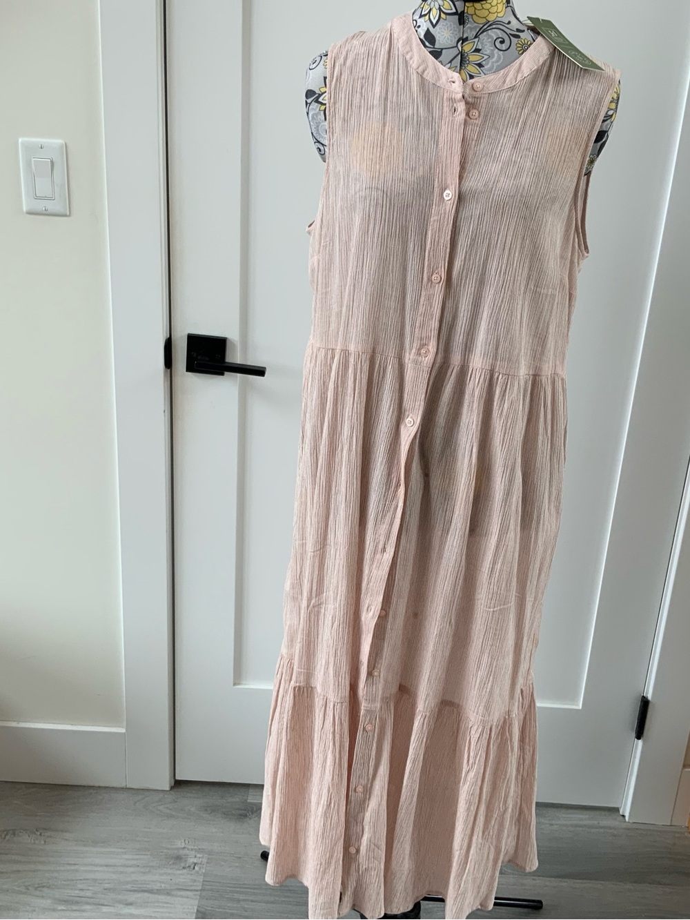 Sleeveless Tiered Maxi Dress in Pale Pink